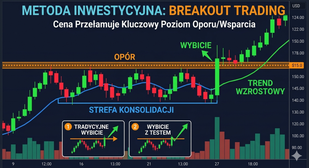 ilustracja wykresu metody breakout trading